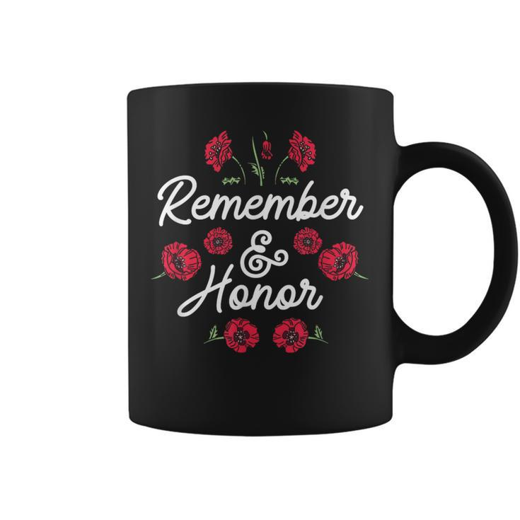 Remember And Honor Usa Memorial Day Red Poppy Flower Coffee Mug
