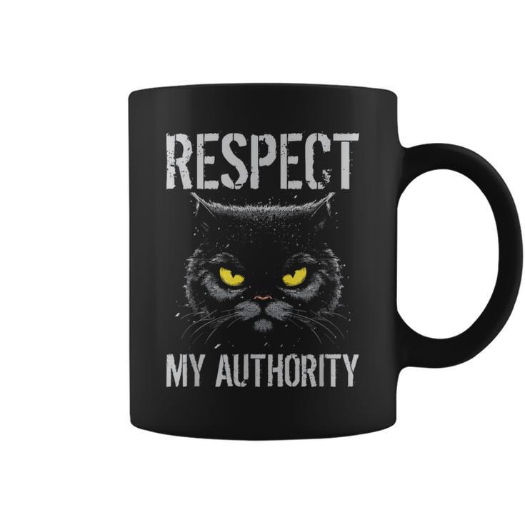 Respect My Authority Sarcastic Moody Cat Kitten Coffee Mug