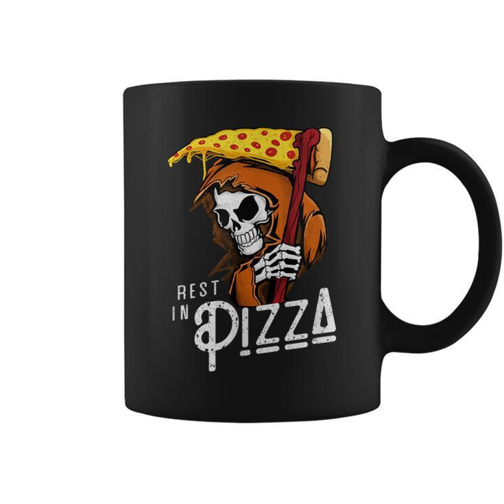 Rest In Pizza Grim Reaper With Fast Food Scythe Coffee Mug