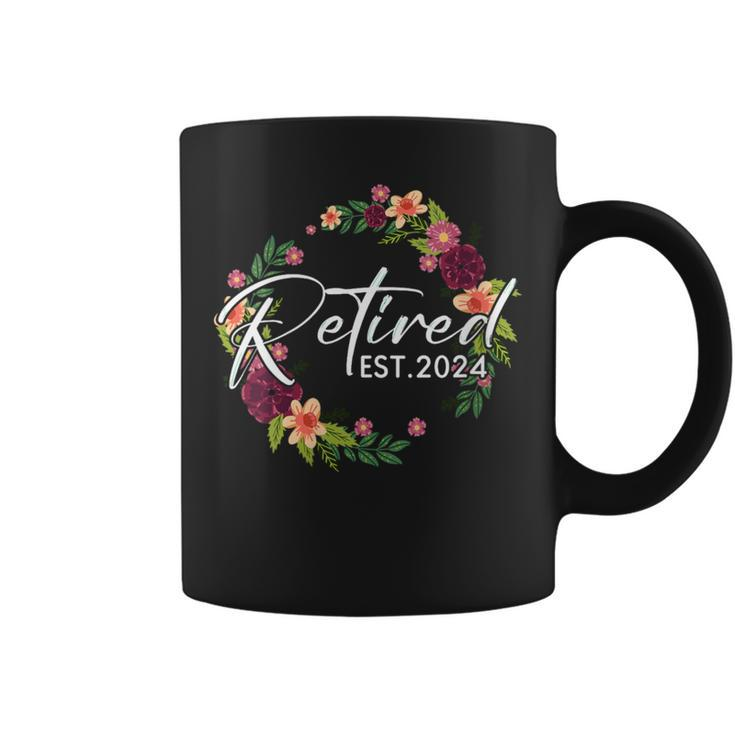 Retired 2024 Cute Floral Grandma Retirement Teacher Nurse Coffee Mug