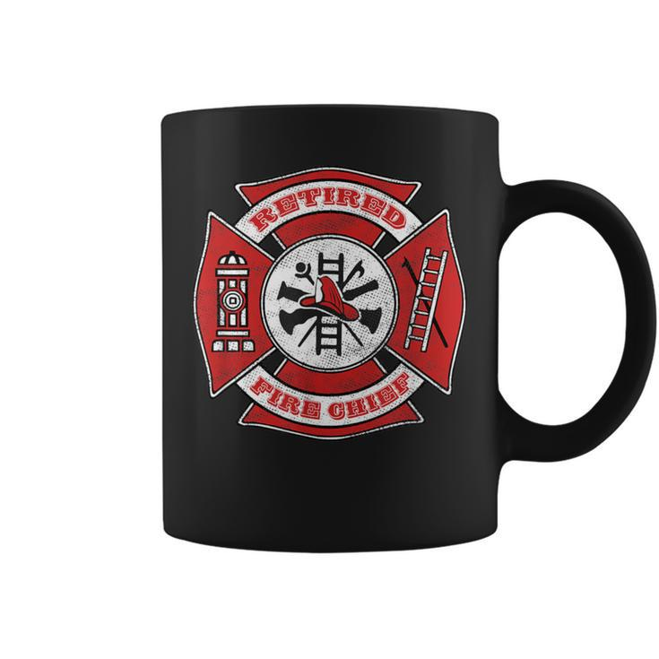Retired Fire Chief Retirement Red Maltese Cross Coffee Mug