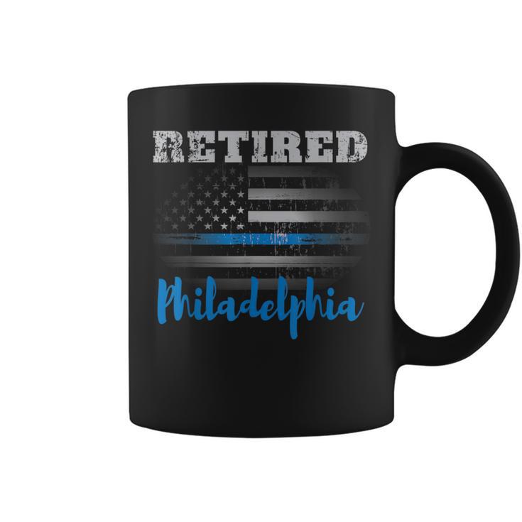 Retired Police Officer Philadelphia American Flag Coffee Mug