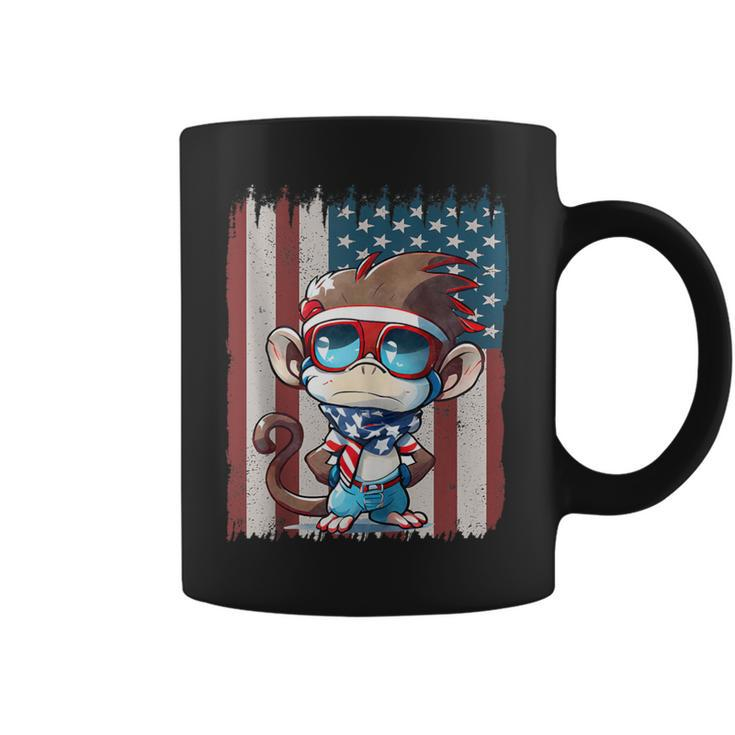 Retro American Flag Monkey Dad Mom 4Th Of July Coffee Mug
