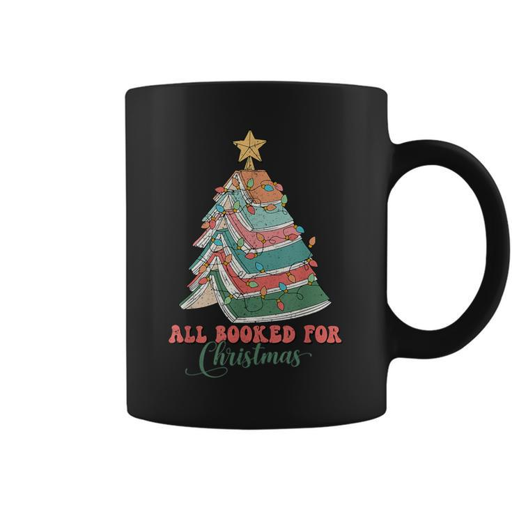 Retro All Booked For Christmas Book Lover Cute Teacher Xmas Coffee Mug