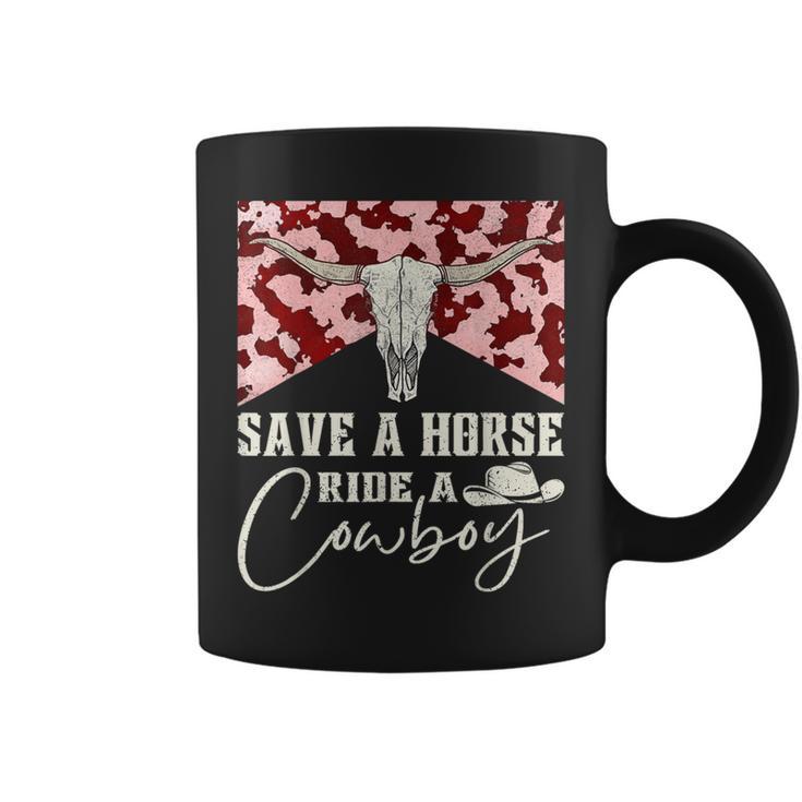 Retro Bull Skull Western Country Save A Horse Ride A Cowboy Coffee Mug