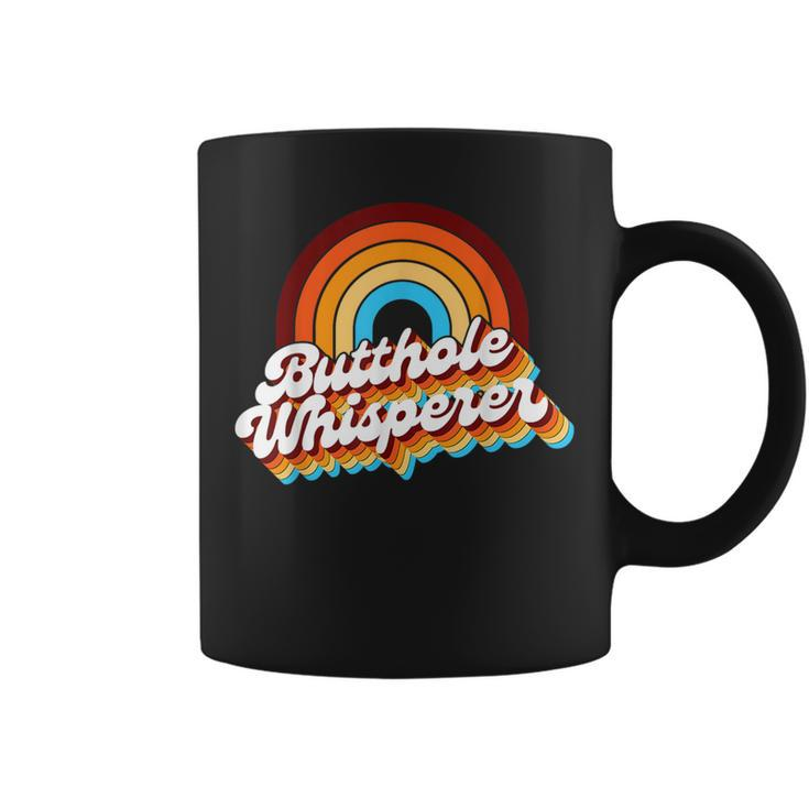 Retro Butthole Whisperer Sarcastic Jokes Rainbow Coffee Mug