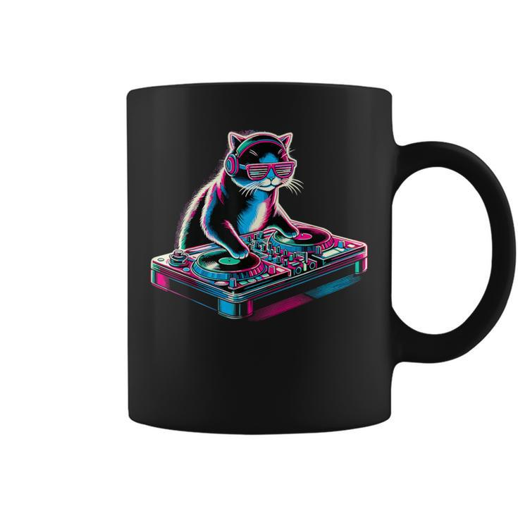 Retro Cat Dj Disco Party Music Cat Coffee Mug