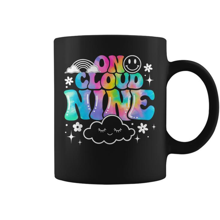Retro On Cloud Nine Tie Dye Happy 9Th Birthday 9 Years Old Coffee Mug