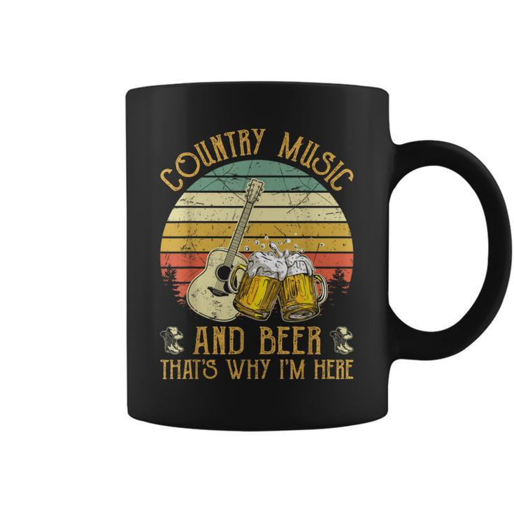 Retro Country Music And Beer That's Why I'm Here Vintage Coffee Mug