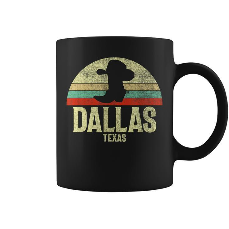 Retro Dallas Texas Cowboy Hat On Cowboy Boot Vintage Coffee Mug