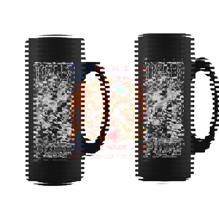 Retro Donald Pump Gym Collage Foto Meme Divertido Trump Taza de café