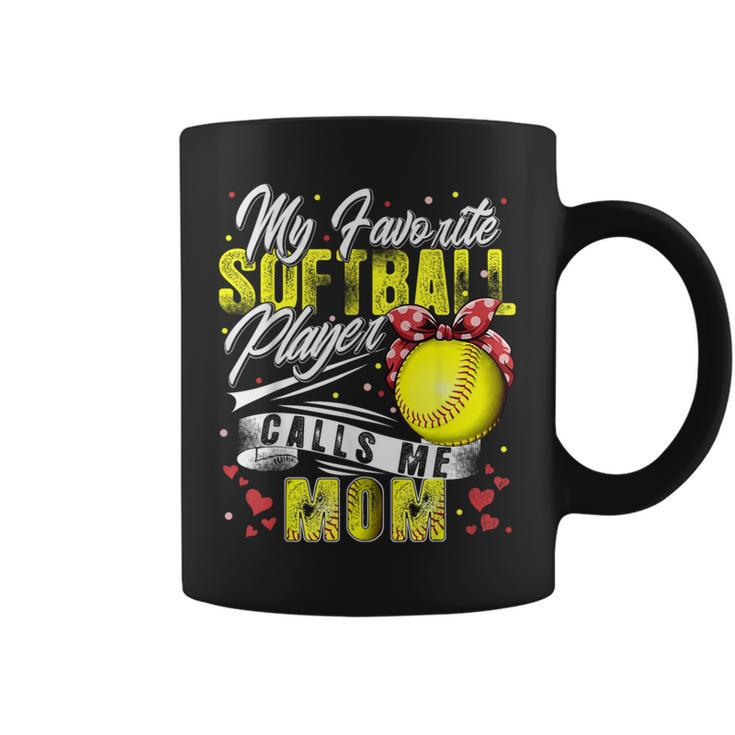 Retro My Favorite Softball Player Calls Me Mom Mother's Day Coffee Mug