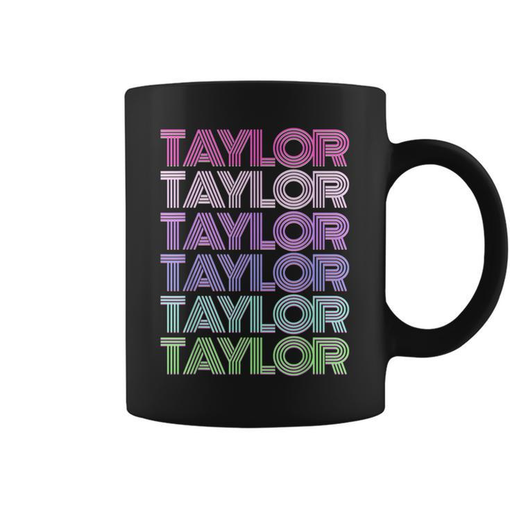 Retro First Name Taylor Girl Boy Surname Repeated Pattern Coffee Mug