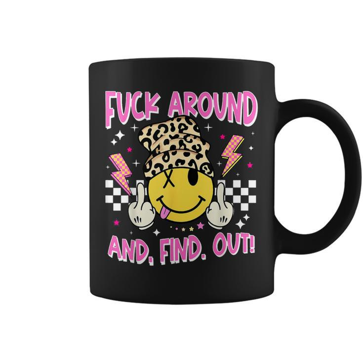 Retro Fuck Around And Find Out Leopard Smile Face Fafo Coffee Mug