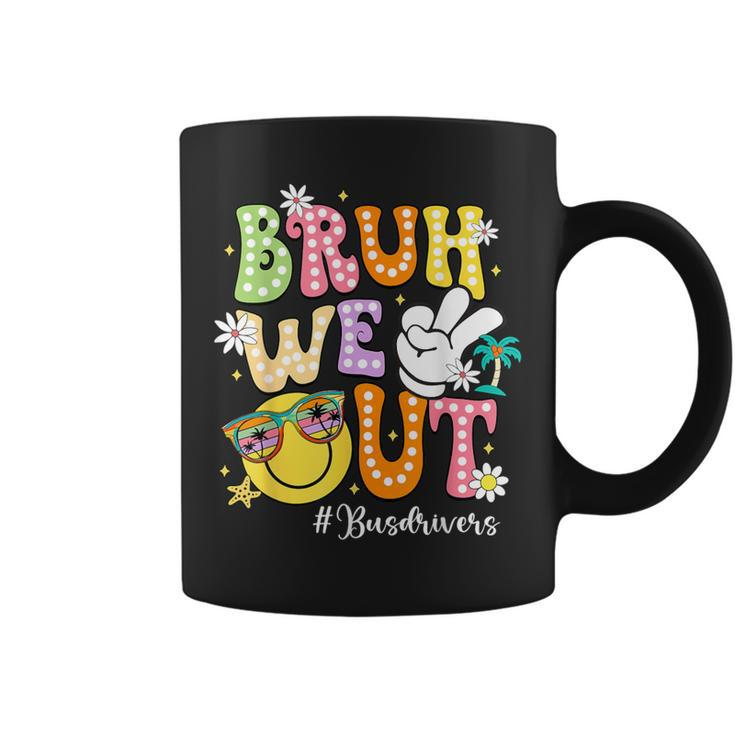 Retro Groovy Bruh We Out Bus Drivers Last Day Of School Coffee Mug