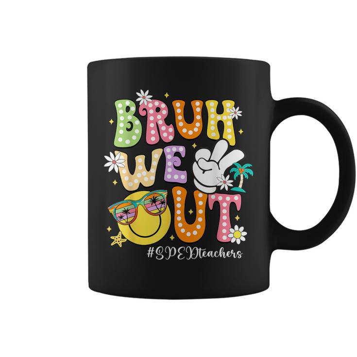 Retro Groovy Bruh We Out Sped Teachers Last Day Of School Coffee Mug