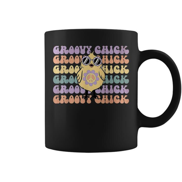 Retro Groovy Chick Easter Cute Chicken With Glasses Coffee Mug