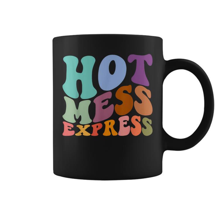 Retro Groovy Hot Mess Express Sarcastic Mom Mother's Day Coffee Mug