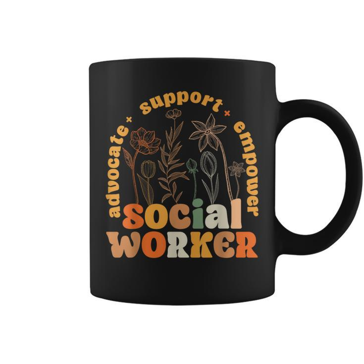 Retro Groovy Social Worker Flower Social Work Month Coffee Mug