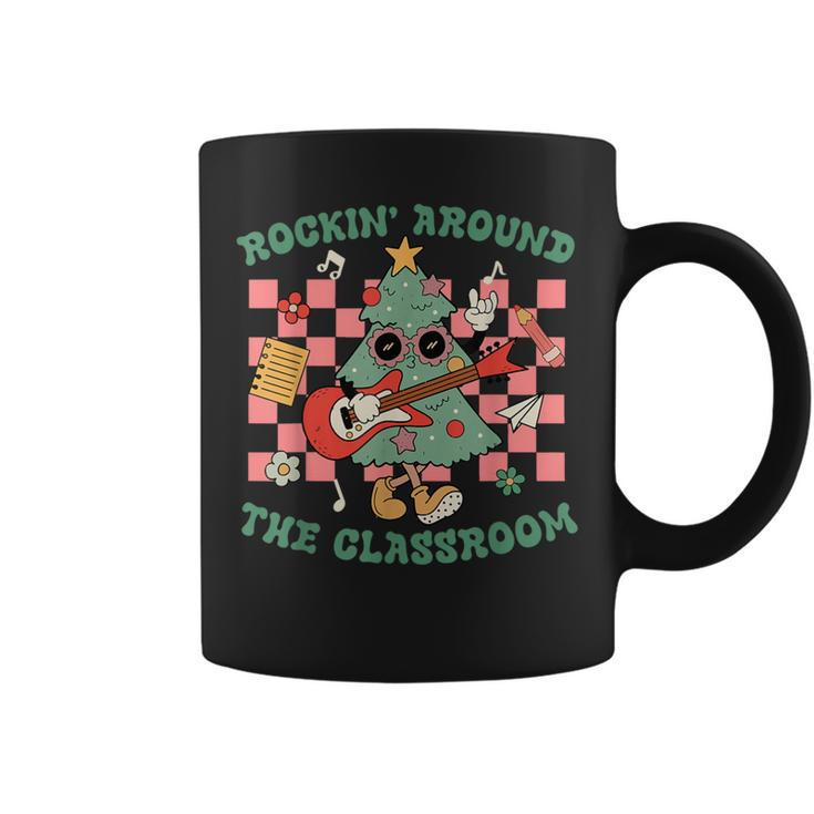 Retro Groovy Teacher Christmas Rockin' Around The Classroom Coffee Mug