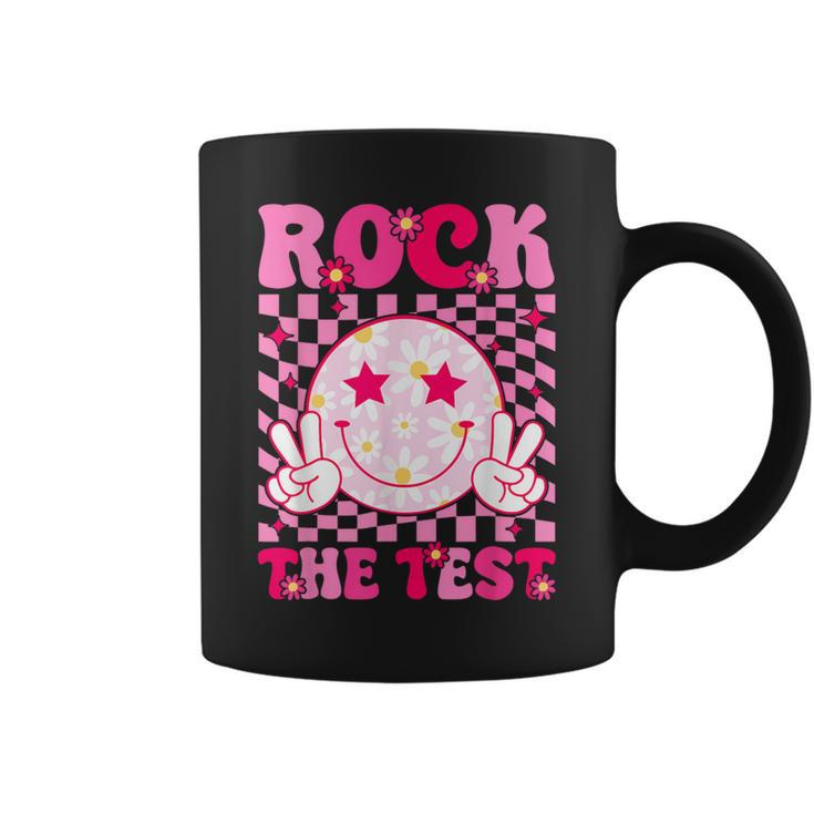 Retro Groovy Test Day Rock The Test Smile Hippie Pink Girls Coffee Mug