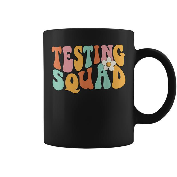Retro Groovy Testing Squad Test Day Motivational Teacher Kid Coffee Mug