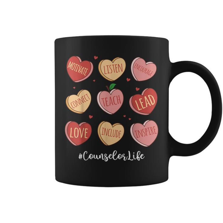 Retro Hearts School Counselor Life Valentines Day Coffee Mug