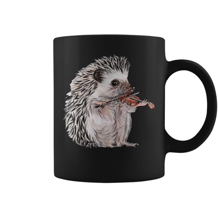Retro Hedgehog Playing Viloin Musician Violinist Hedgehog Coffee Mug