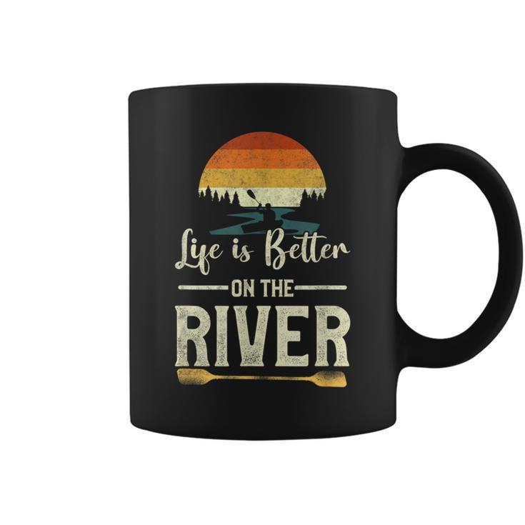 Retro Kayaking Life Is Better On The River Coffee Mug