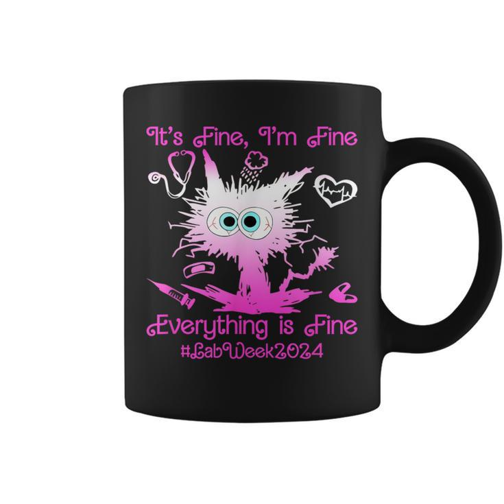 Retro Lab Week 2024 Im Fine Everything Is Fine Pink Coffee Mug