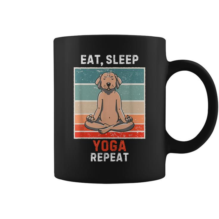 Retro Labrador Dog Eat Sleep Yoga Repeat Vintage Yoga Coffee Mug