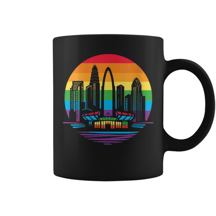 Retro Lgbt Rainbow Charlotte Skyline Lesbian Gay Pride Coffee Mug