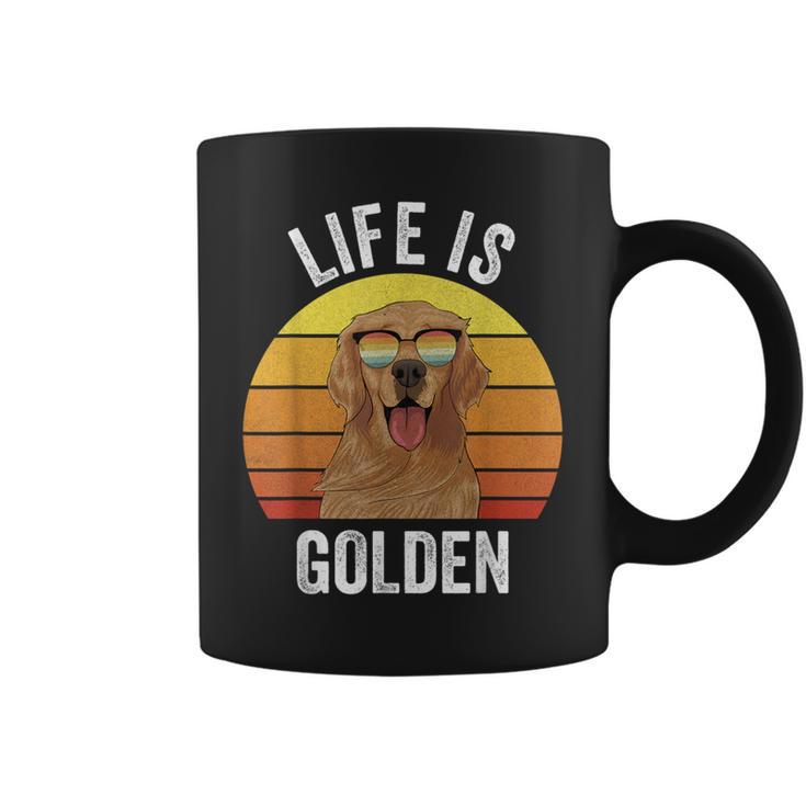 Retro Life Is Golden Golden Retriever Dog Coffee Mug