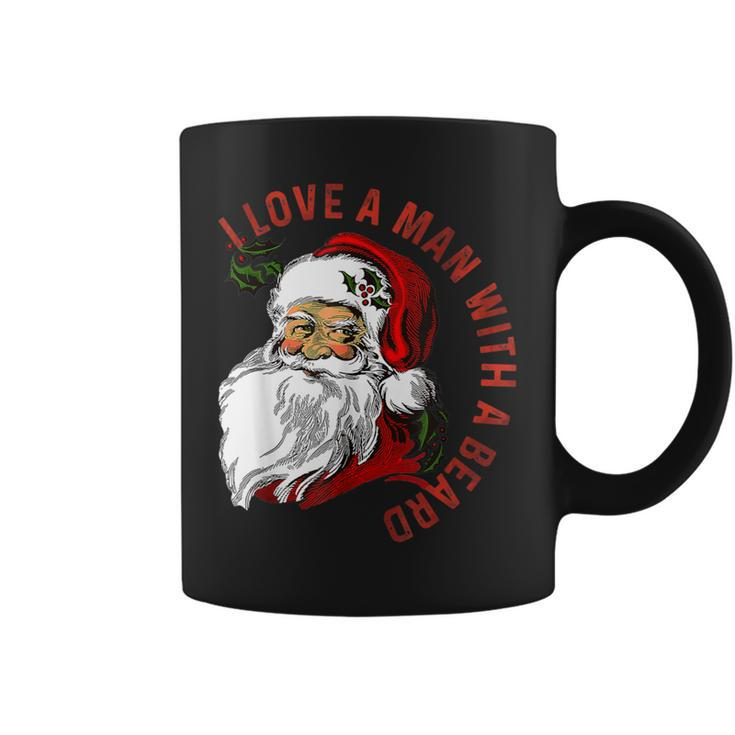 Retro I Love A Man With A Beard Santa Clauses Xmas Coffee Mug