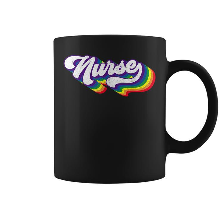 Retro Nurse Lgbt Gay Pride Ally Vintage Pride Nursing Lgbt Coffee Mug