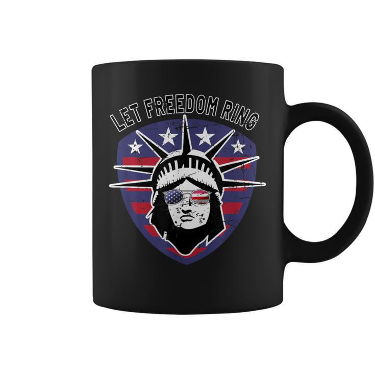 Retro Statue Of Liberty Usa Sunglasses Let Freedom Ring Coffee Mug