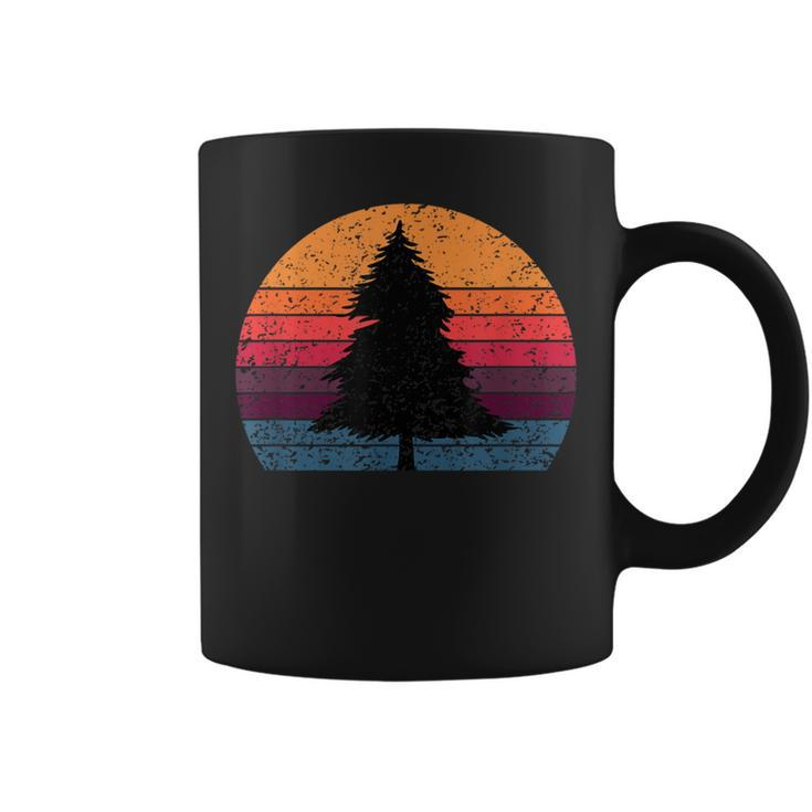 Retro Sun Minimalist Pine Tree Coffee Mug