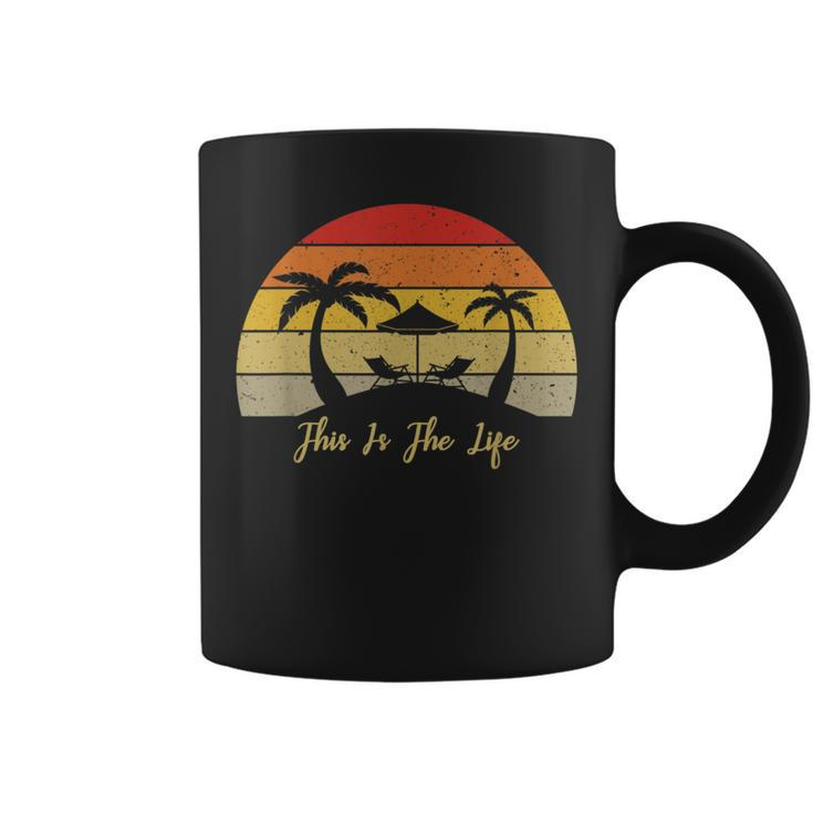 Retro Sunset Palm Tree Beach Scene This Is The Life Coffee Mug