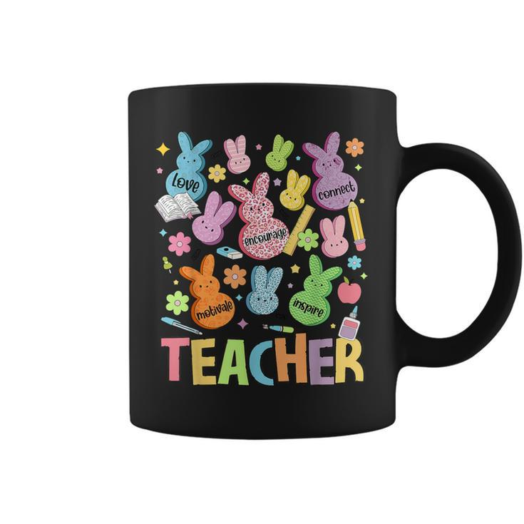 Retro Teacher Of Sweet Bunny Apparel Cute Teacher Easter Day Coffee Mug
