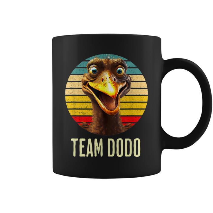 Retro Team Dodo Tassen mit Vintage Sonnenuntergang und Vogel Design