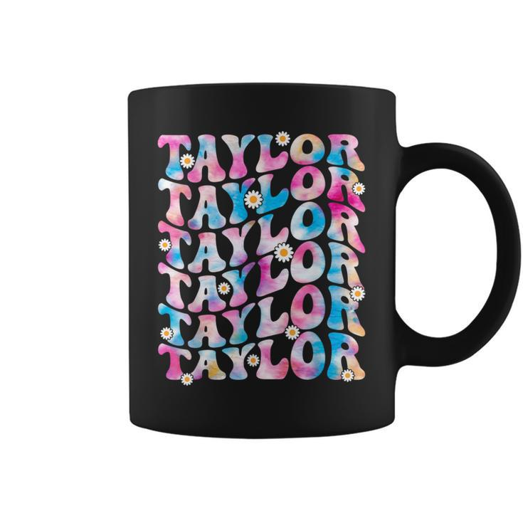 Retro Tie Dye Taylor First Name Personalized Groovy Birthday Coffee Mug