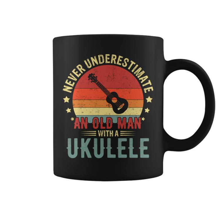 Retro Never Underestimate Old Man With A Ukulele Player Men Coffee Mug