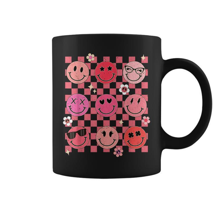 Retro Valentines Day Hippie Groovy Happy Face Love Vibes Coffee Mug