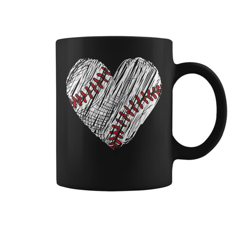 Retro Vintage Baseball Lover Heart Fans Players Distressed Coffee Mug