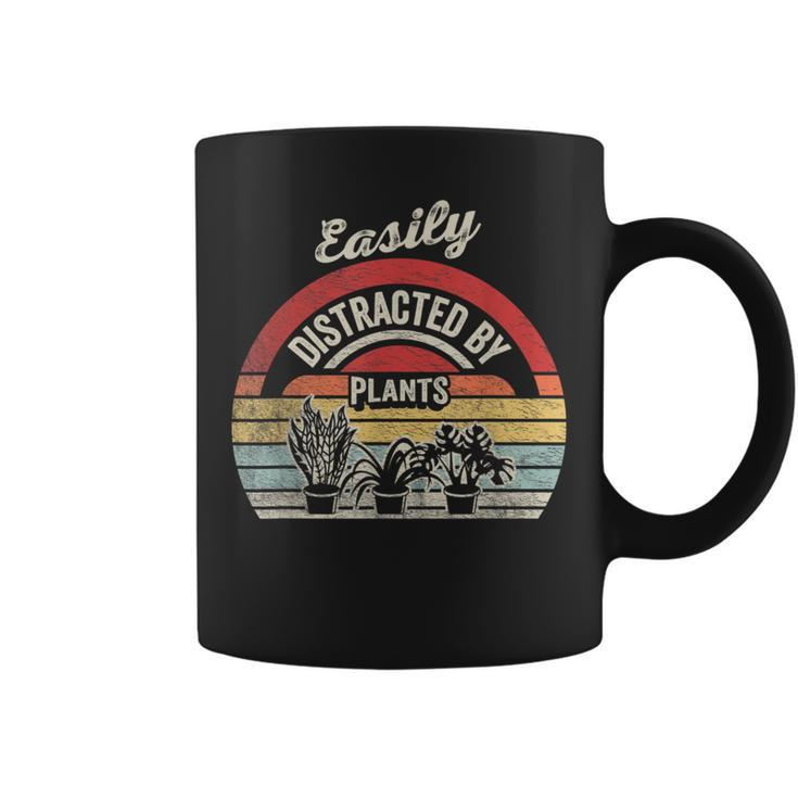 Retro Vintage Easily Distracted By Plants Gardening Coffee Mug