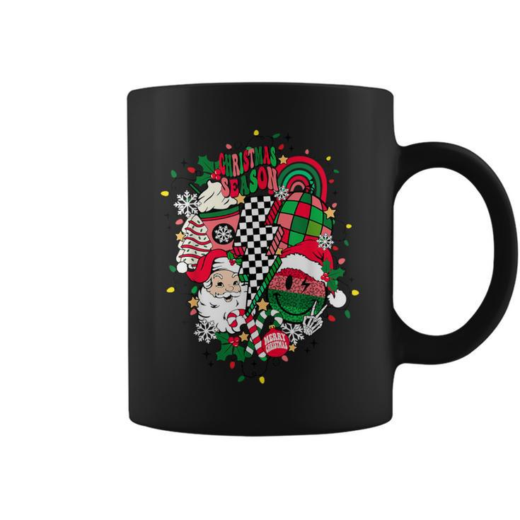 Retro Vintage Groovy Merry Christmas With Santa Claus Coffee Mug