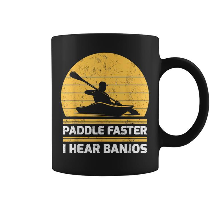 Retro Vintage Kayaking Paddle Faster I Hear Banjos Coffee Mug