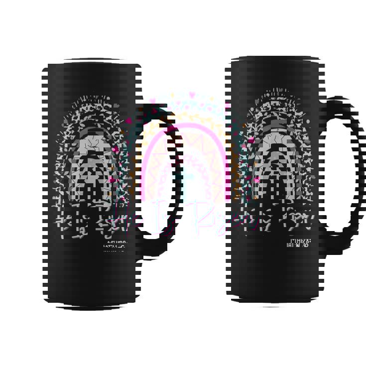 He Is Risen Rainbow Leopard Happy Easter Day Christian Jesus Coffee Mug