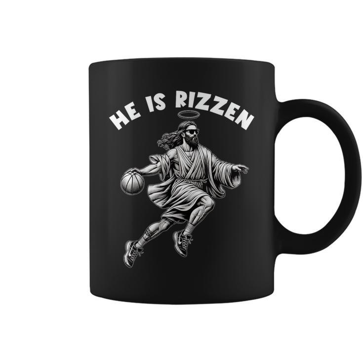 He Is Rizzen Jesus Playing Basketball Easter Day Coffee Mug