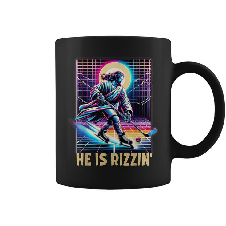 He Is Rizzin Christian Ice Hockey Lover Jesus Meme Religious Coffee Mug